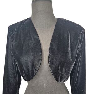 GUNNE SAX Black Velvet Jacket Small Short Crop Shrug Bolero Jessica Mclintock